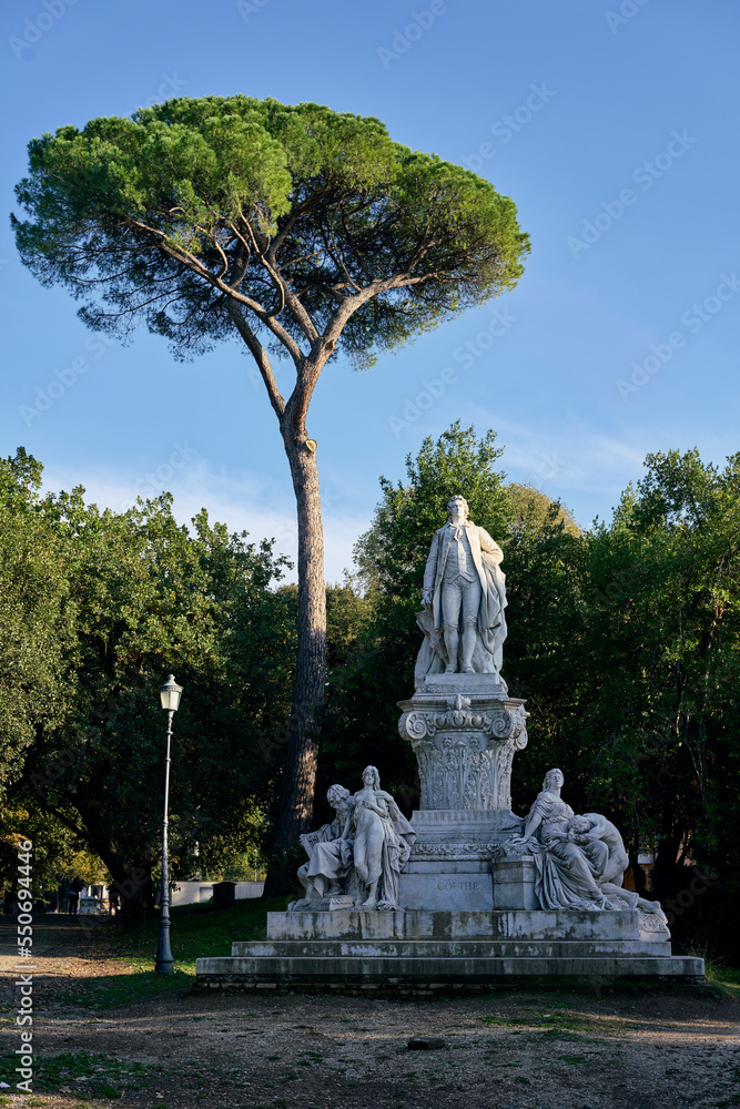 Goethe monument at the Villa Borghese gardens in Rome, Italy Goethe monument at the Villa Borghese gardens in Rome, Italy