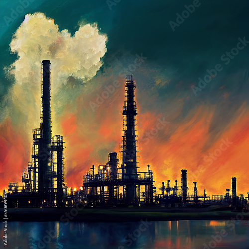 Refinery. oil refining and production of petroleum products. Gasoline  diesel fuel.