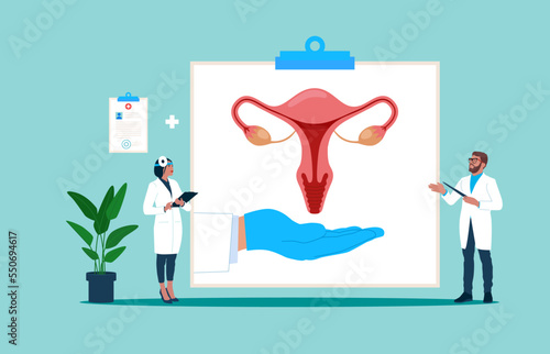Model of the reproductive system of women. Flat modern vector illustration.