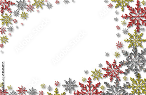 beautiful illustration of multicolored snowflakes on a transparent background