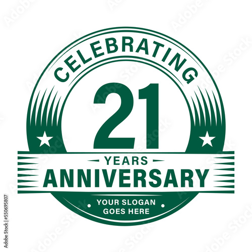 21 years anniversary celebration design template. 21st logo. Vector and illustrations. 