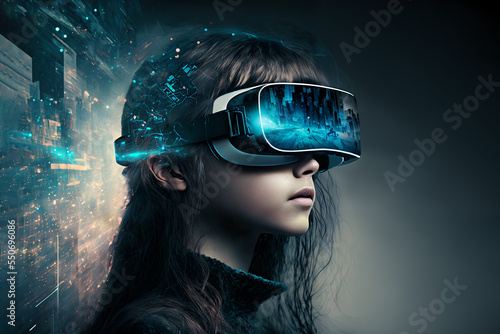 A Girl using a VR