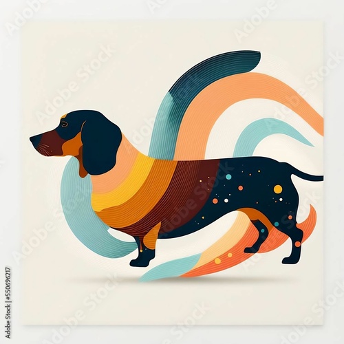 Abstract Dachshund Puppy Dog Artwork | Midjourney Generative Ai  photo