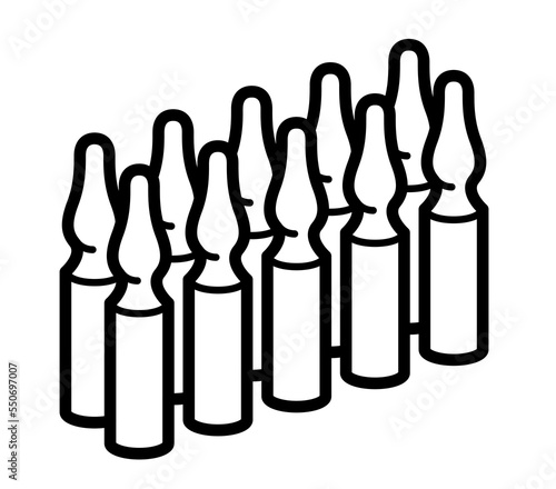 Vaccination theme vector illustration of a ampules isolated over white, epidemic or pandemic coronavirus covid 19 or flu or SARS or any other vaccine, pharmacology concept.