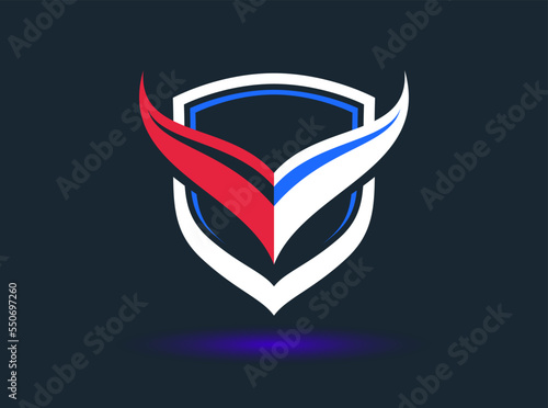 Shield logo vector, ammo protection symbol, antivirus or sport theme, insurance or guarantee.