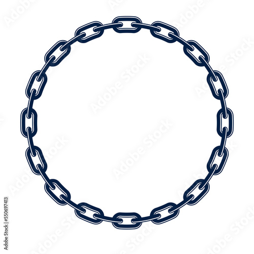 Round frame from chain, vector design element, circle shape border.