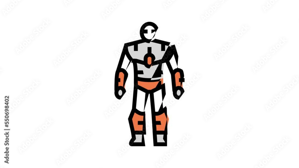 humanoid robot color icon animation humanoid robot color icon animation