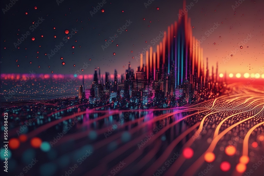 Fototapeta premium Illustration about futuristic city. Made by AI.