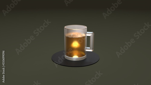 Beer glass 3D render of frosty cold lager pint mug draft alcohol drink