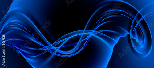 Abstract blue transparent wave background - 3D illustration