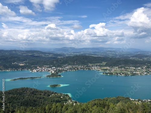 Beautiful view. Austria. Summer landscape lake and mountains.Alps. Carinthia