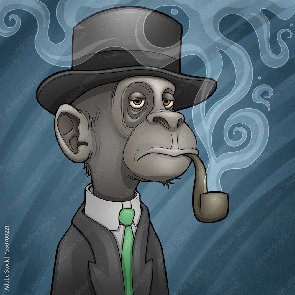 A Monkey wearing a Top Hat and Smoking a Piple Cartoon Illustration ...