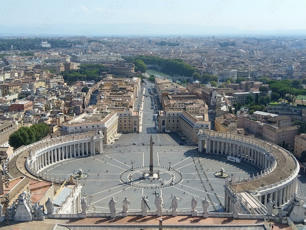 Saint Peter's square view from Dome, 2020
