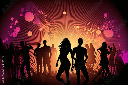 party people background in pink and yellow illustration