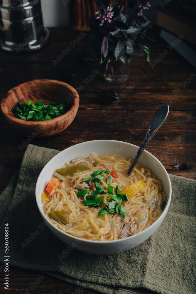 Noodle Soup with Duck Meat and Vegetables Noodle Soup with Duck Meat and Vegetables