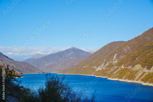 mountain landscape. beautiful blue lake among the mountains.