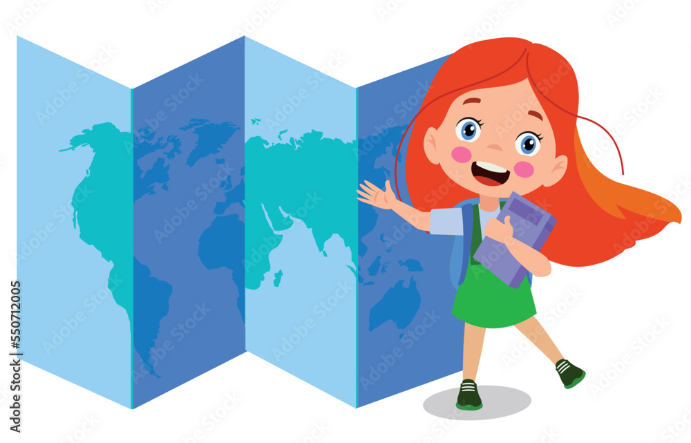 Stickman Kids Big Book Map Illustration Stickman Kids Big Book Map Illustration