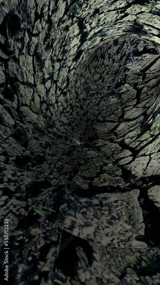 Rotate Falling Into A Deep Hole with cracks vertical video Rotate Falling Into A Deep Hole with cracks vertical video