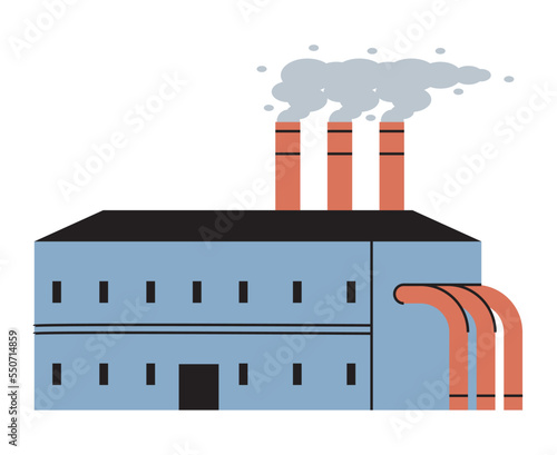 plant with chimneys and pipelines