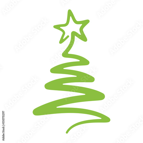 Christmas tree. Cartoon. Vector illustration. Isolated on white background