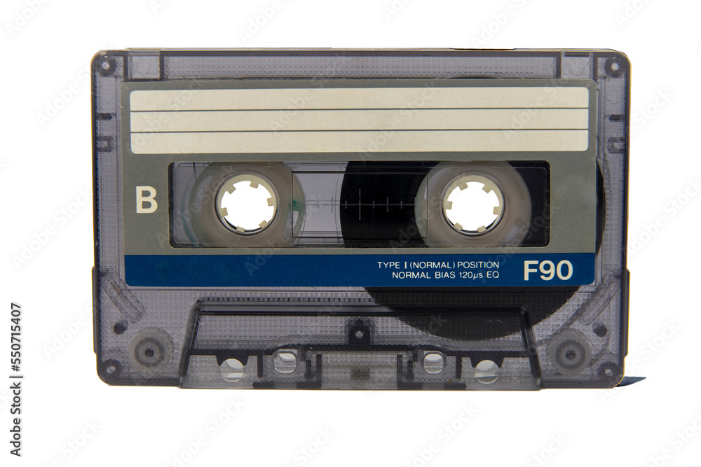 vintage tape recorder audio cassette isolated on a white background