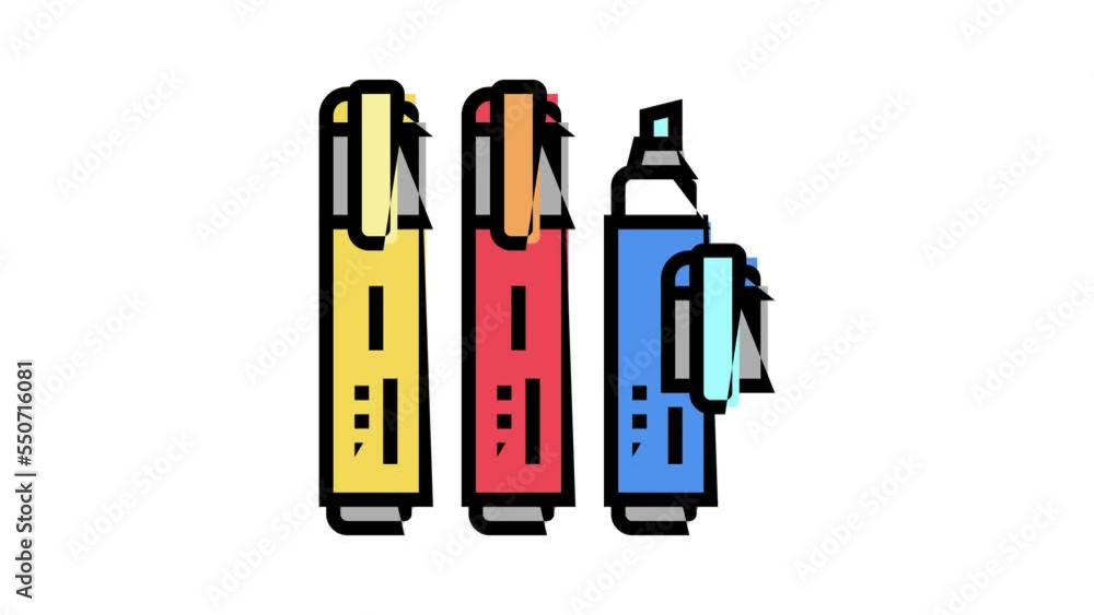highlighters stationery color icon animation highlighters stationery color icon animation
