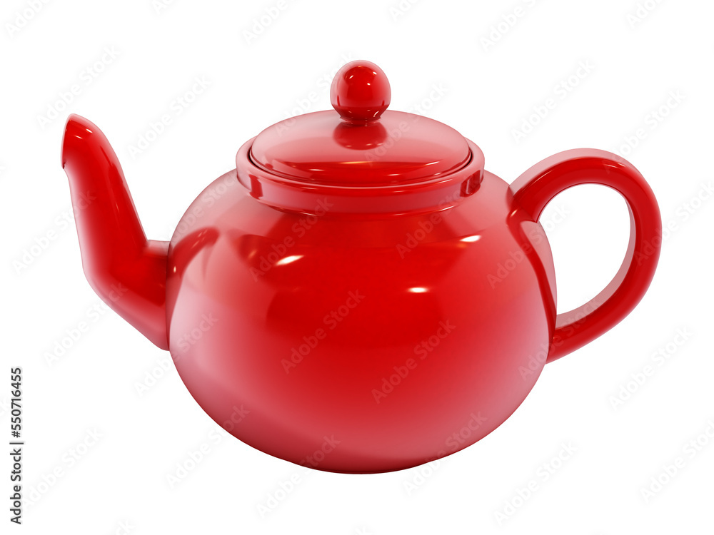 Red porcelain teapot on transparent background. Red porcelain teapot on transparent background.