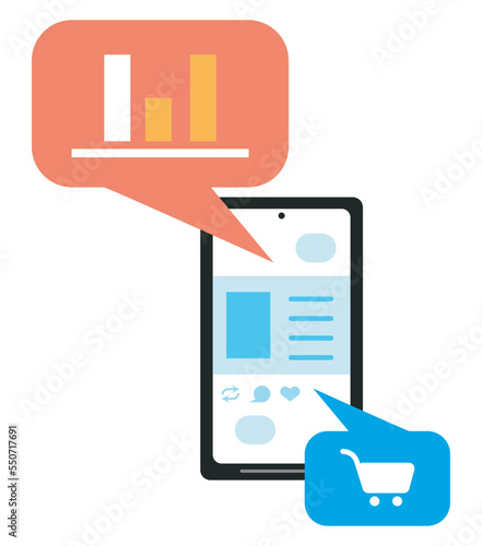 smartphone with statistics bars