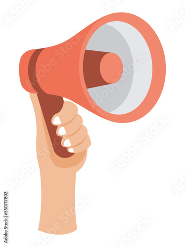 hand with megaphone device