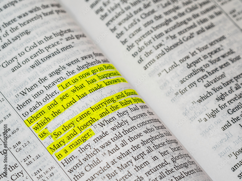 Obraz premium Luke Chapter 2 verse 15-16