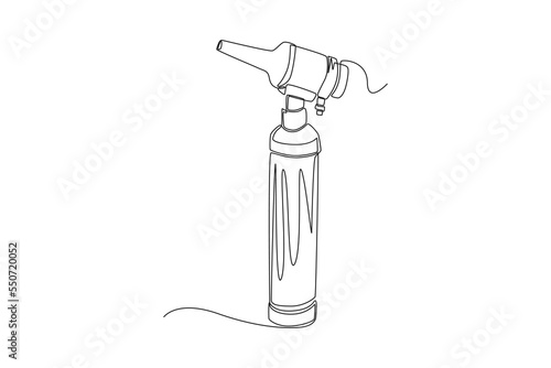 Single one line drawing medical otoscope tool. Medical equipment concept. Continuous line draw design graphic vector illustration.