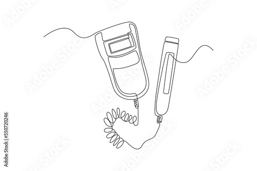 Single one line drawing doppler fetal monitor. Medical equipment concept. Continuous line draw design graphic vector illustration.