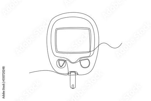 Single one line drawing glucometer. Medical equipment concept. Continuous line draw design graphic vector illustration.