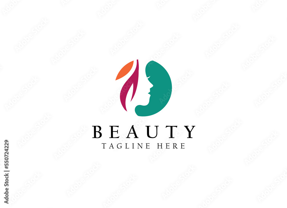 Beauty Woman Logo design with circle badge