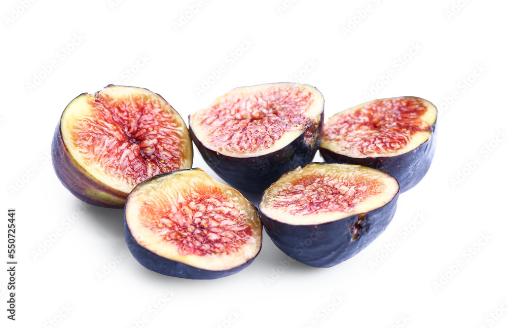 Pieces of fresh ripe figs on white background Pieces of fresh ripe figs on white background