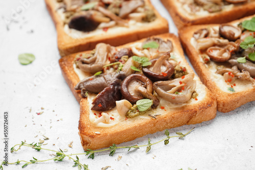 Delicious toasts with cream...