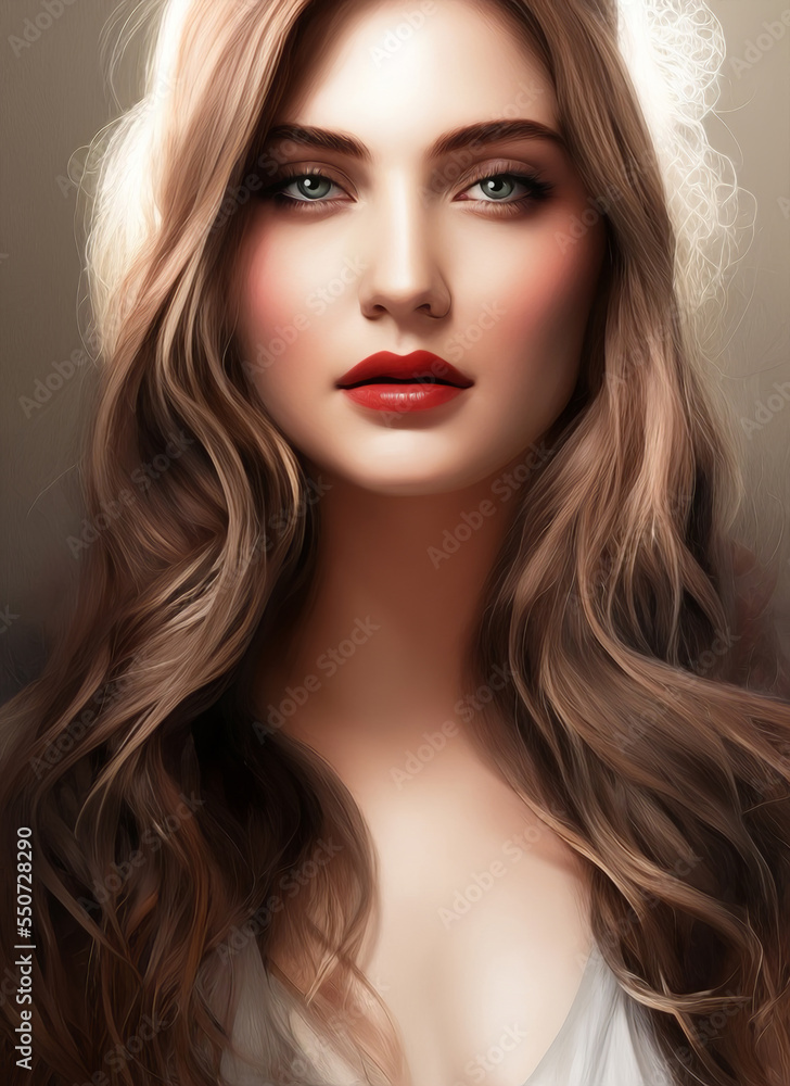 Portrait painting of a beautiful woman. Abstract Illustration of a beautiful girl. Conceptual closeup of an painting. Beautiful woman painting. Portrait painting of a beautiful woman. Abstract Illustration of a beautiful girl. Conceptual closeup of an painting. Beautiful woman painting.