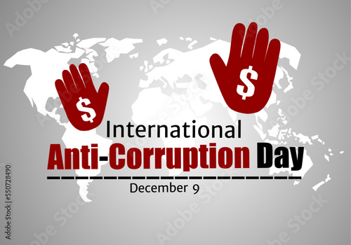 International Anti-corruption day December 9 vector illustration, suitable for web banner poster or card campaign