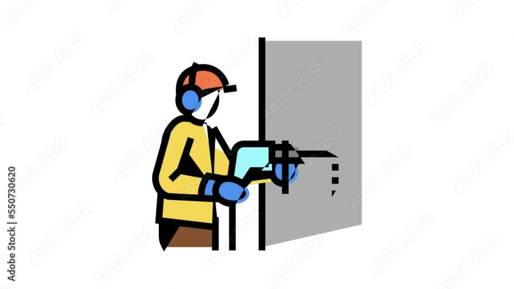 builder drilling wall color icon animation builder drilling wall color icon animation