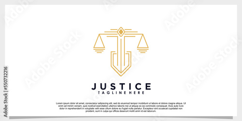 law of justice logo design with creative concept