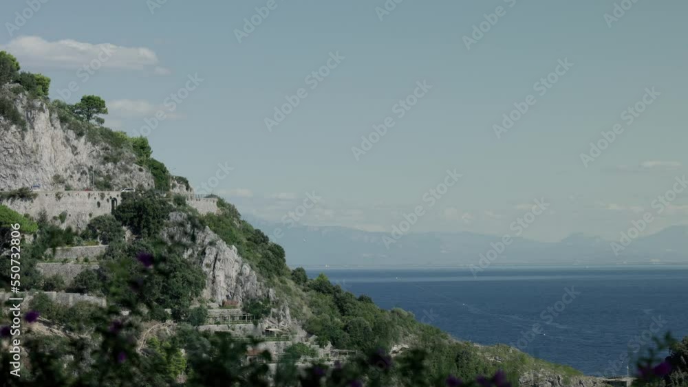 Rocky Mountains On Amalfi Coast In Sorrentine Peninsula, Campania, Italy. Static Shot Rocky Mountains On Amalfi Coast In Sorrentine Peninsula, Campania, Italy. Static Shot