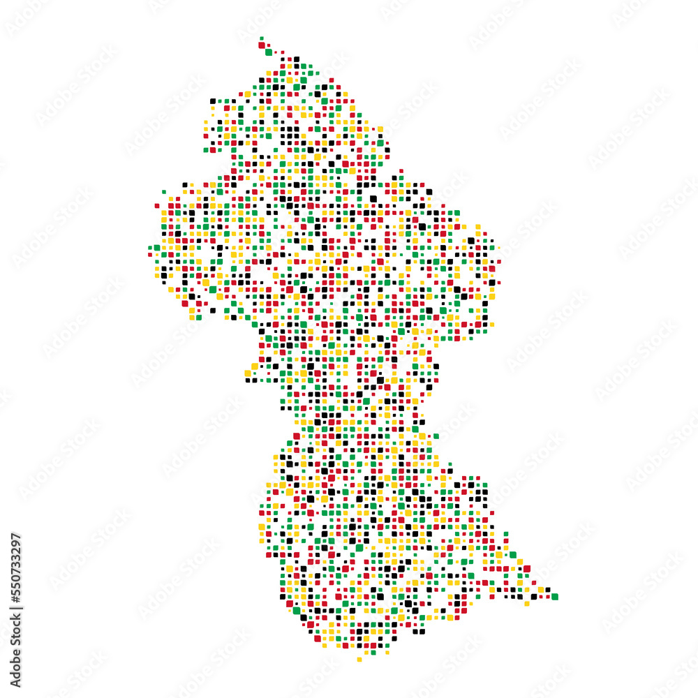 Guyana Silhouette Pixelated pattern illustration