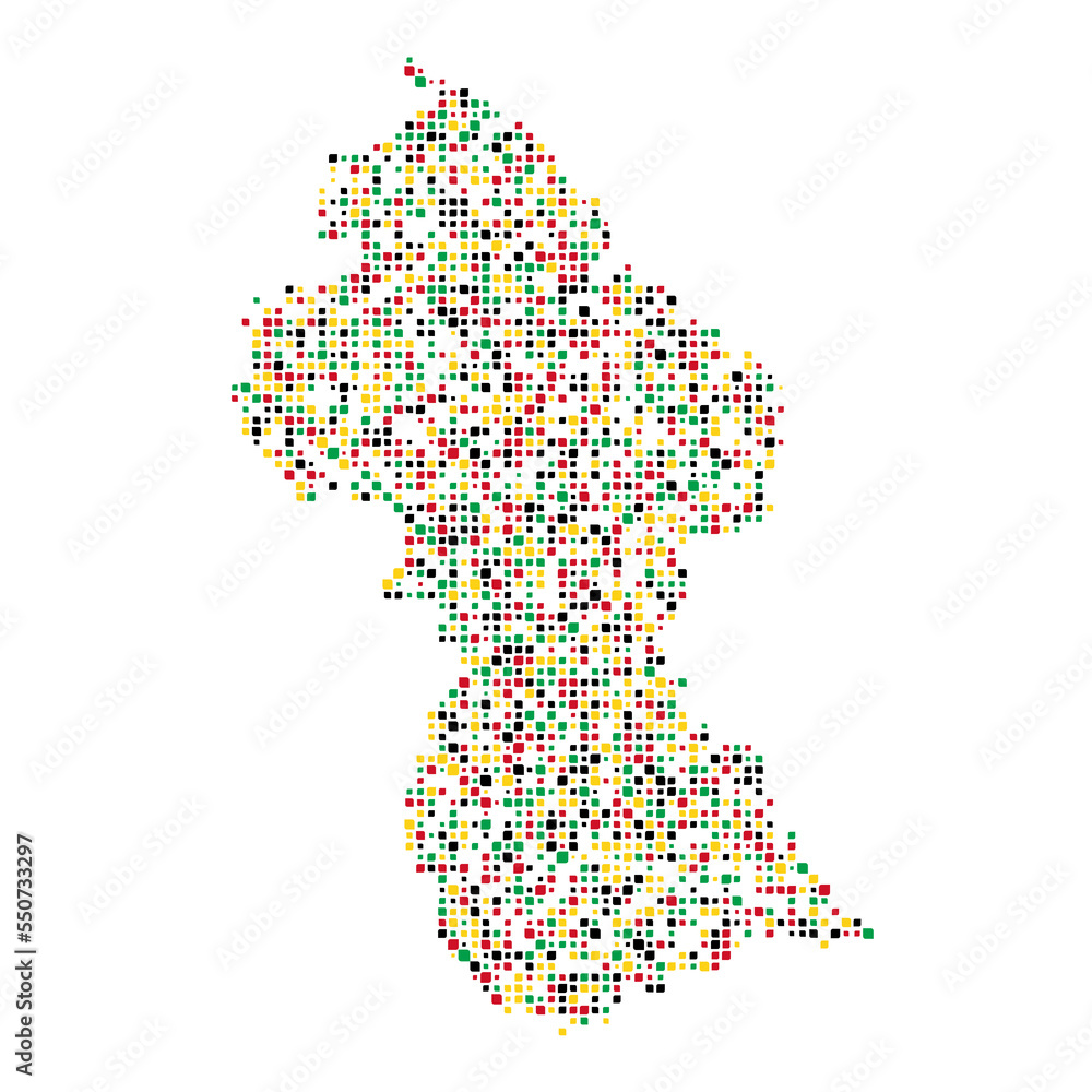 Guyana Silhouette Pixelated pattern illustration Guyana Silhouette Pixelated pattern illustration