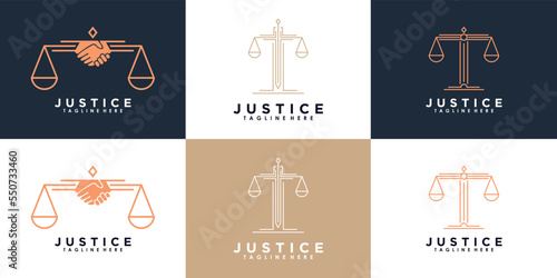 set of law of justice logo design with creative concept