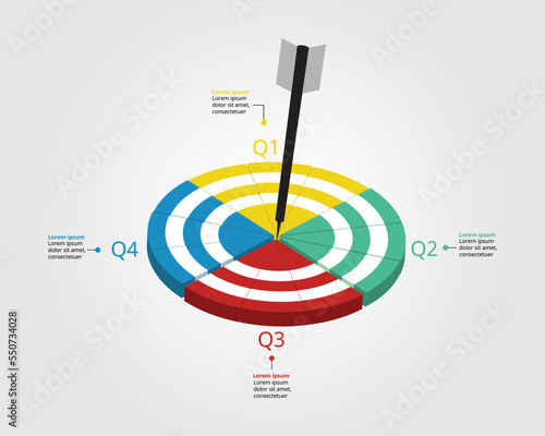 process chart template for infographic for presentation for 12 months in 4 quarter