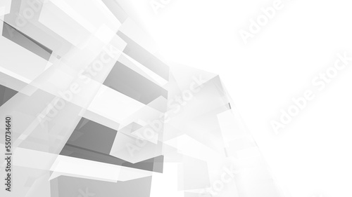 Abstract black and white architectural rendering 3d illustration © Yurii Andreichyn