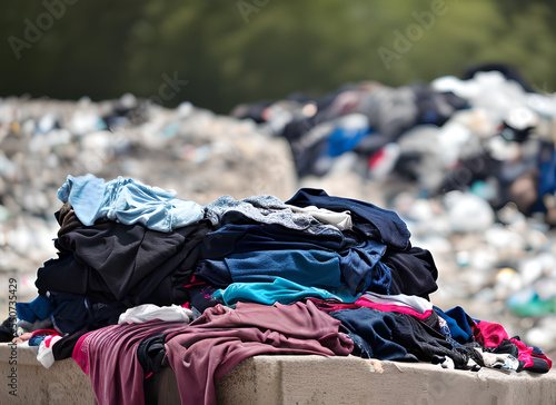 Used clothes in dump, Fast fashion, Sustainability, photo