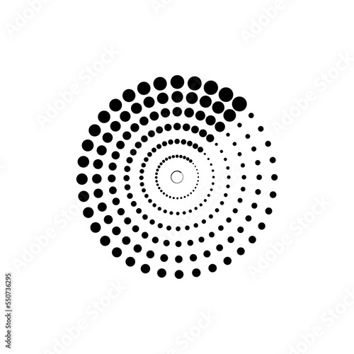 Black dotted circles. Halftone art. Dotted circles. Round shape. Vector illustration. stock image. 