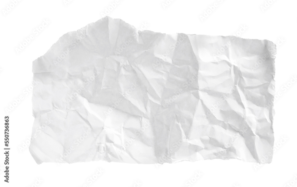 Piece of crumpled paper isolated on white. Space for text Piece of crumpled paper isolated on white. Space for text