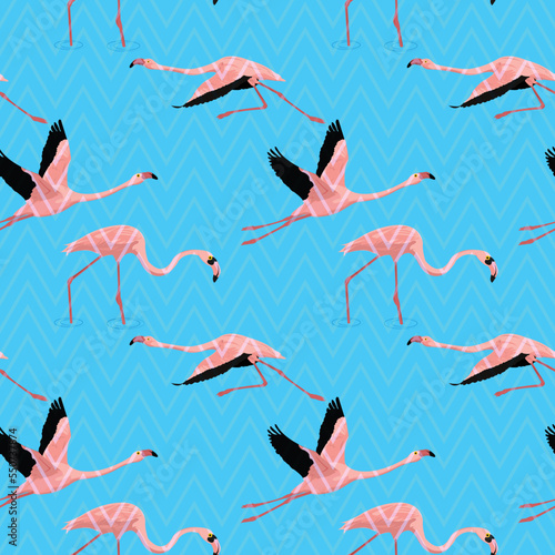 seamless flamingo pattern vector illustration